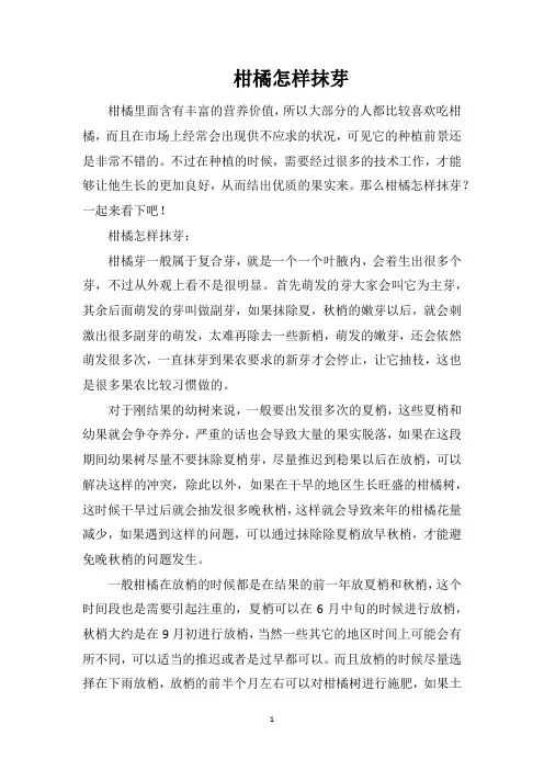 柑橘怎样抹芽