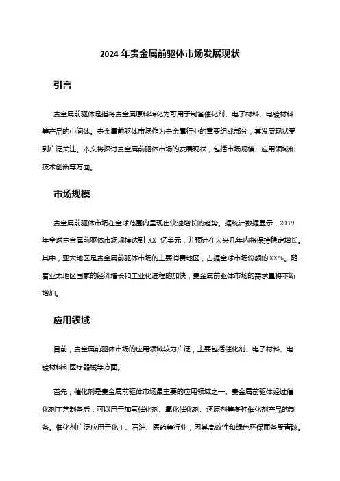 2024年贵金属前驱体市场发展现状