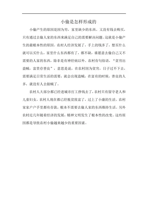 小偷是怎样形成的