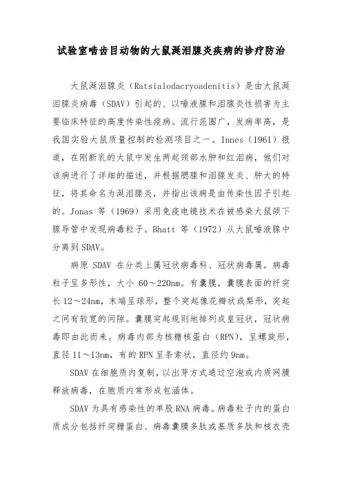 试验室啮齿目动物的大鼠涎泪腺炎疾病的诊疗防治
