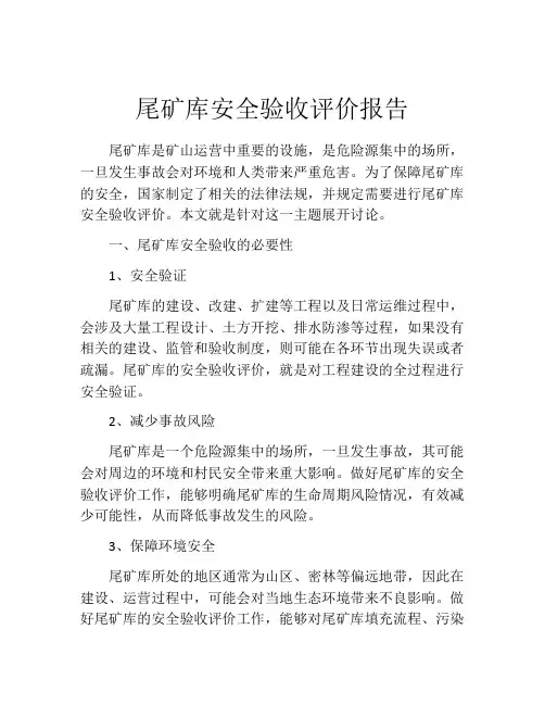 尾矿库安全验收评价报告