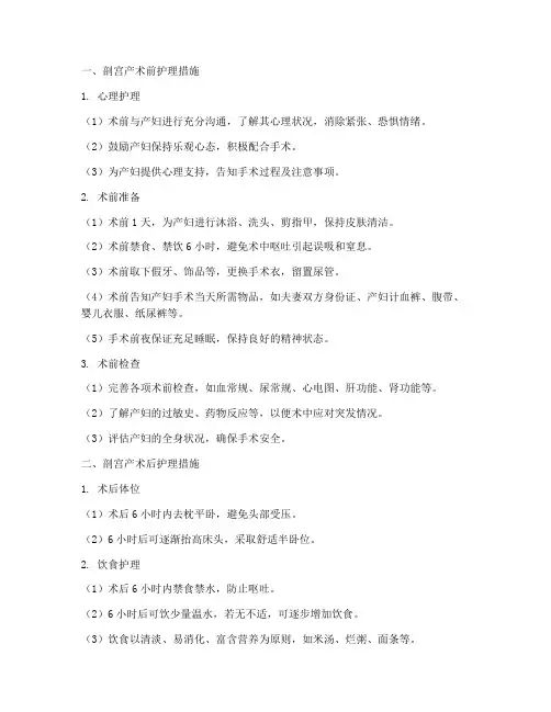 剖宫产术前术后护理措施