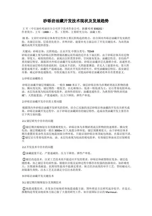 砂砾岩油藏开发技术现状及发展趋势