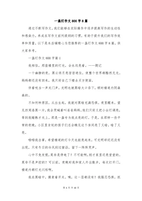 一盏灯作文800字8篇
