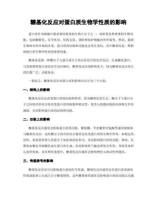 糖基化反应对蛋白质生物学性质的影响