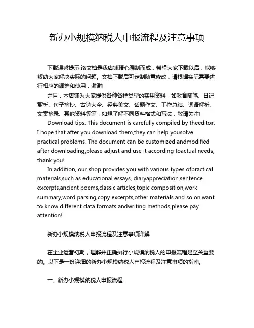 新办小规模纳税人申报流程及注意事项