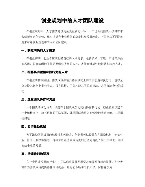 创业规划中的人才团队建设