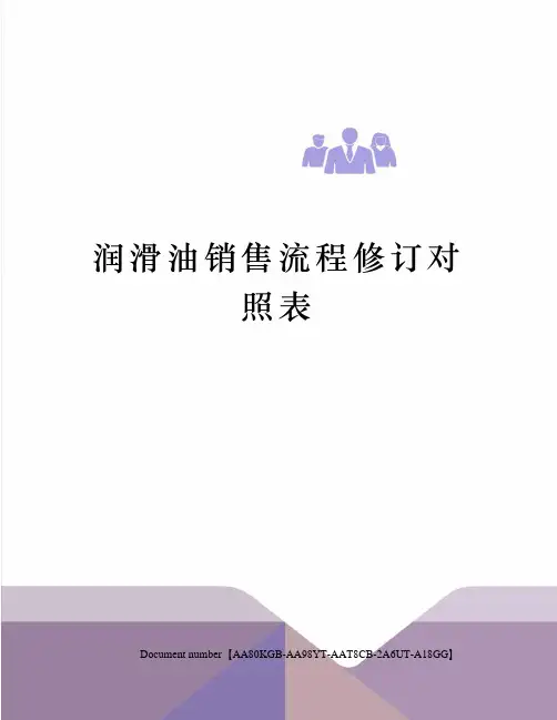 润滑油销售流程修订对照表