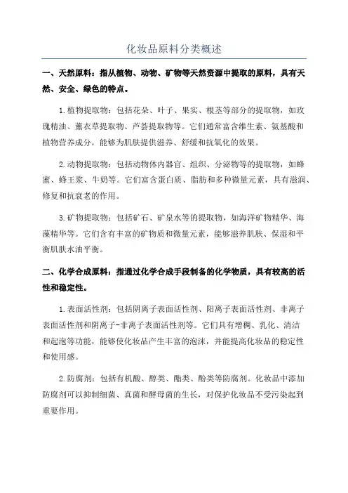 化妆品原料分类概述