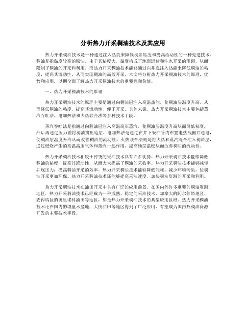 分析热力开采稠油技术及其应用