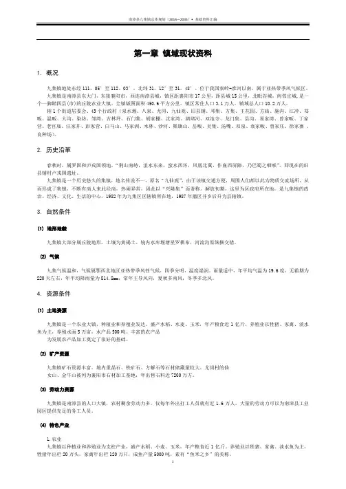 南漳县九集镇总体规划基础资料