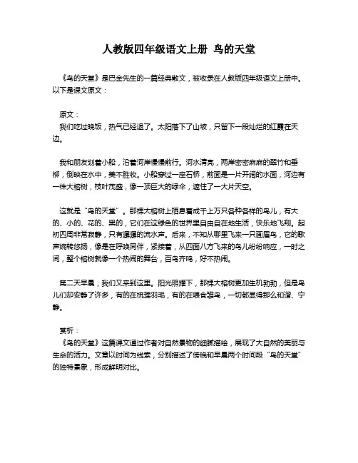 人教版四年级语文上册 鸟的天堂 