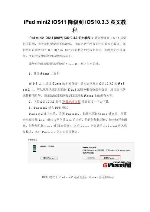iPad mini2 iOS11降级到iOS10.3.3图文教程