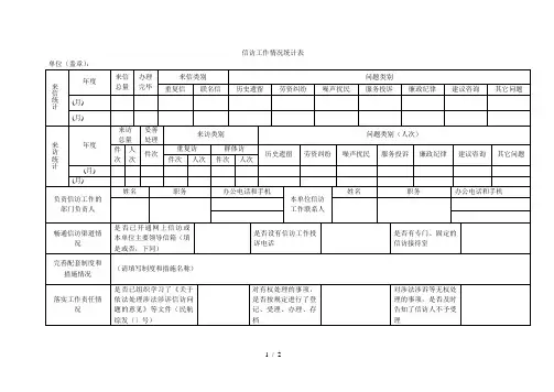 信访工作情况统计表