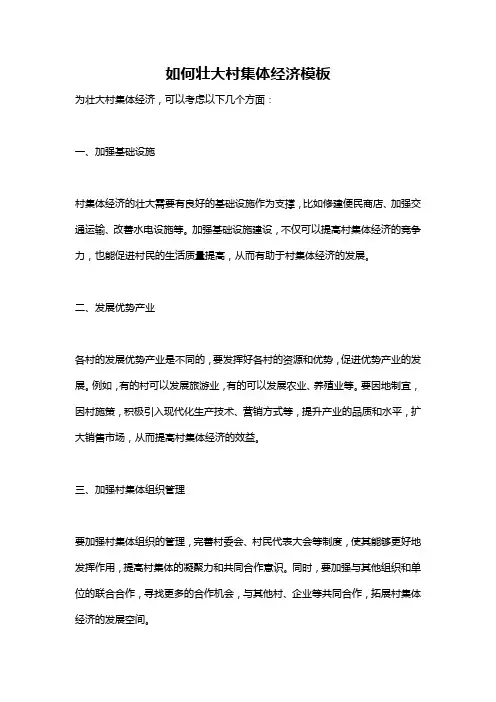 如何壮大村集体经济模板