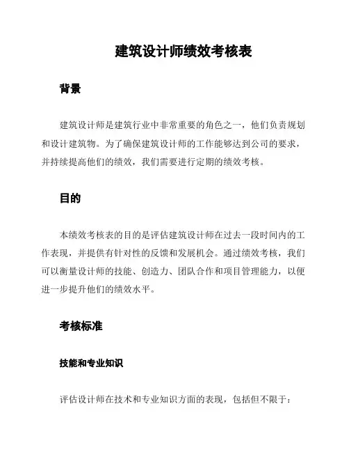 建筑设计师绩效考核表