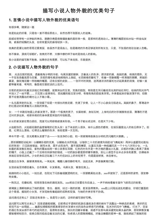 描写小说人物外貌的优美句子