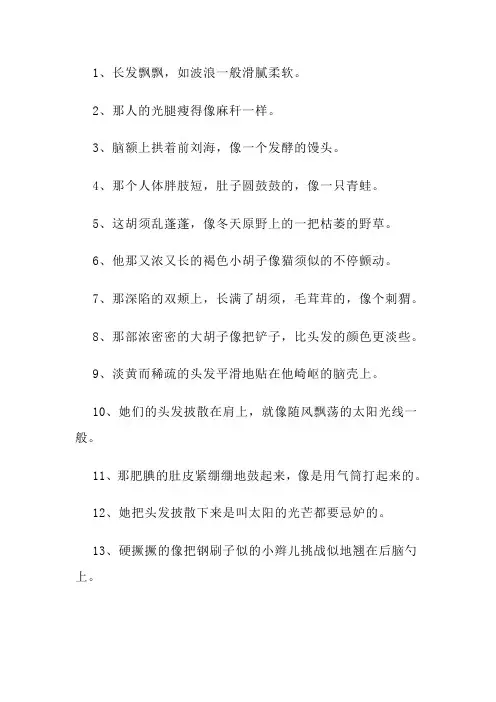 描写外貌的句子段落