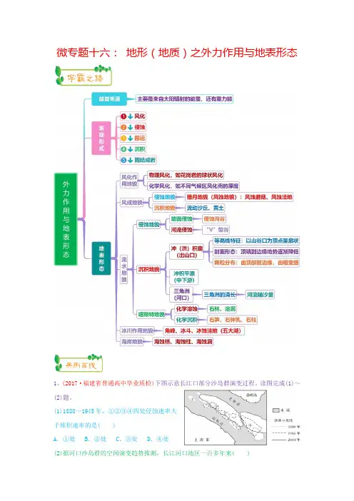专题4 十六： 地形(地质)之外力作用与地表形态高三地理第一轮复习思维导图 Word版含解析