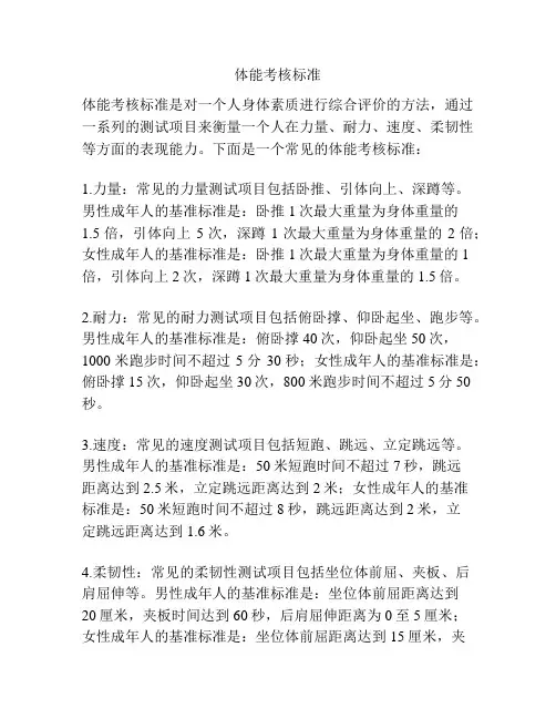 体能考核标准