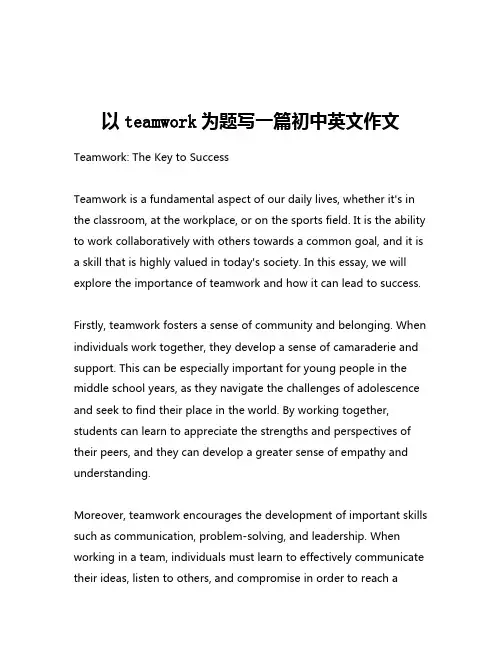 以teamwork为题写一篇初中英文作文