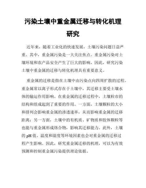 污染土壤中重金属迁移与转化机理研究
