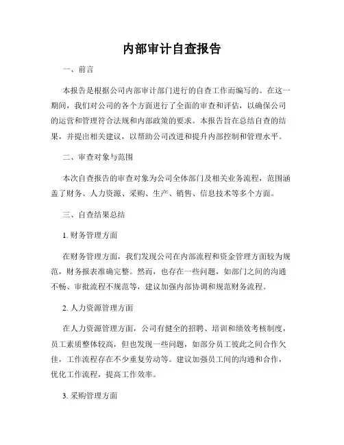 内部审计自查报告
