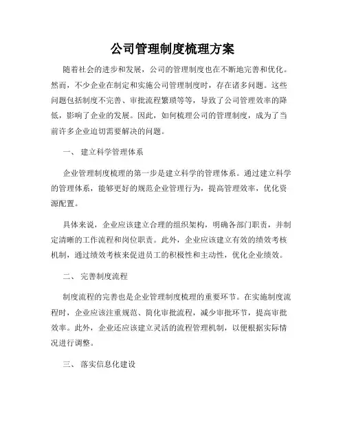 公司管理制度梳理方案