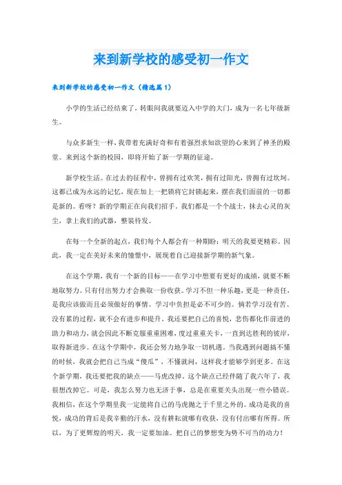 来到新学校的感受初一作文