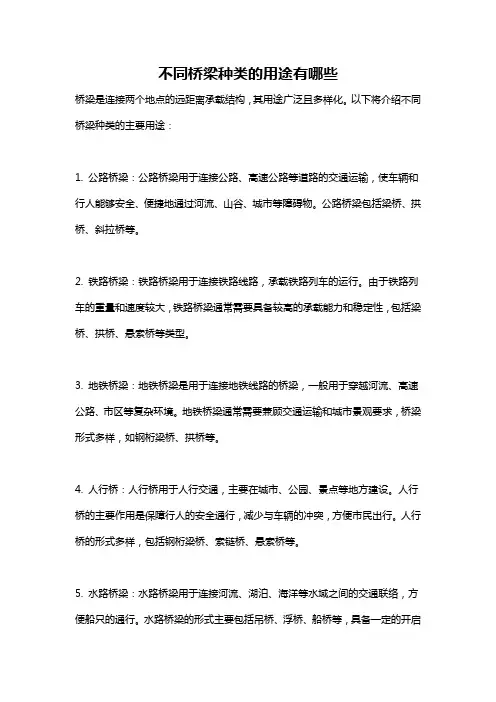 不同桥梁种类的用途有哪些