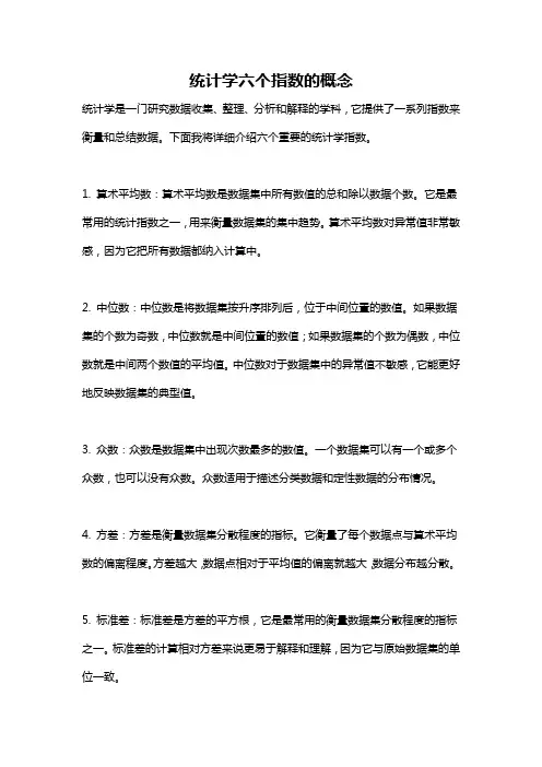 统计学六个指数的概念