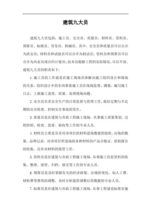 建筑九大员