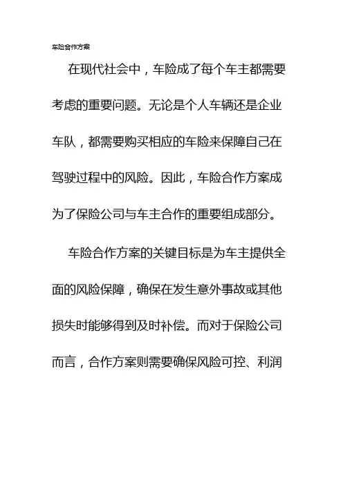 车险合作方案