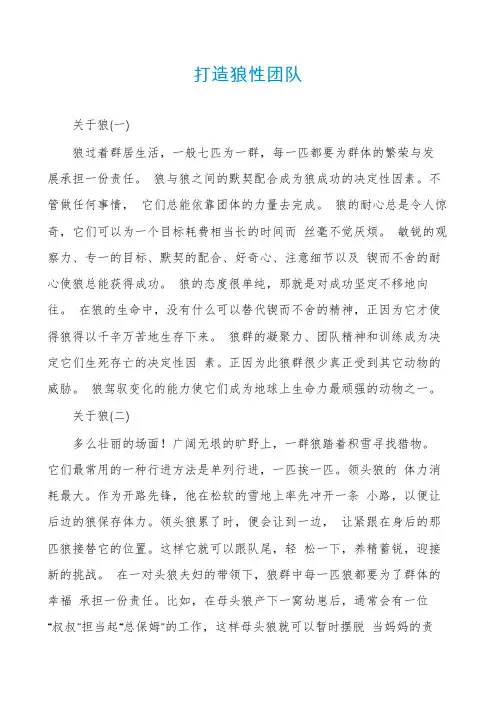 打造狼性团队