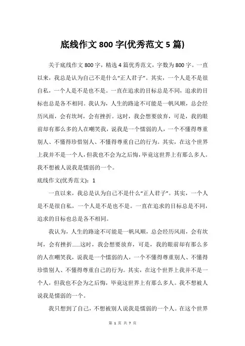 底线作文800字(优秀范文5篇)