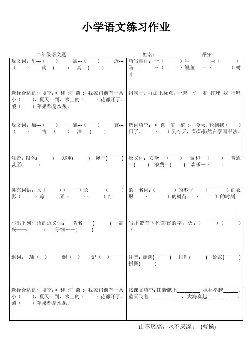 二年级语文随堂精选习题III (3)