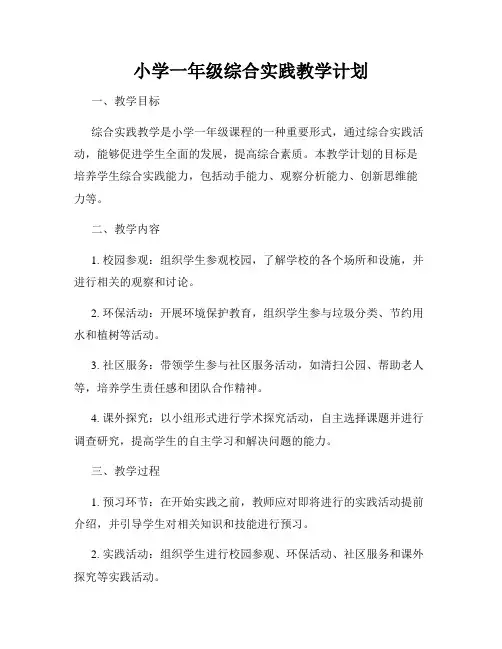 小学一年级综合实践教学计划
