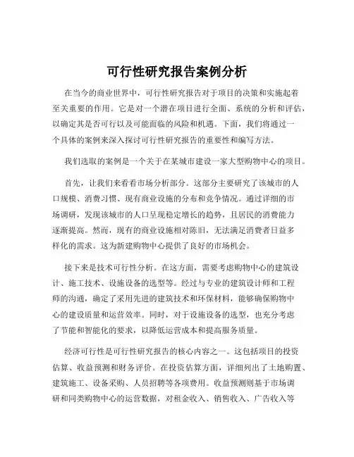 可行性研究报告案例分析