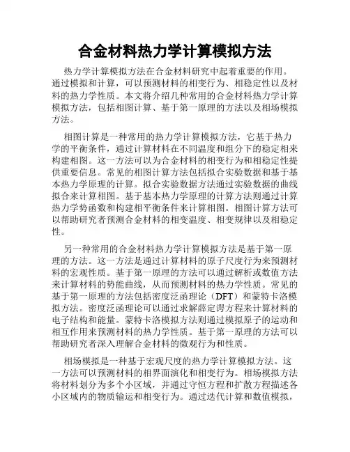 合金材料热力学计算模拟方法