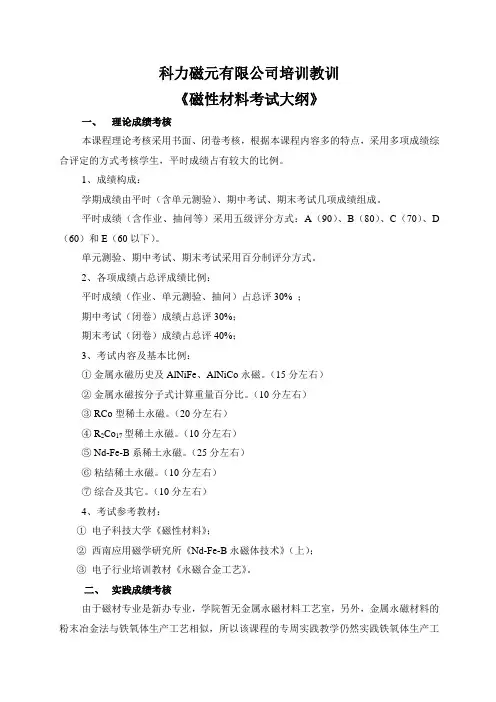科力磁元有限有限公司磁性材料培训教材