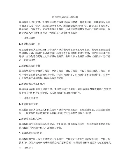 遥感测量知识点总结归纳