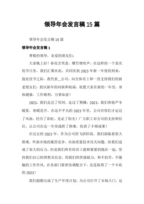 领导年会发言稿15篇