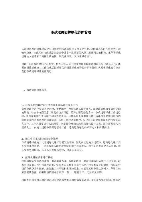 市政道路绿化养护与方案