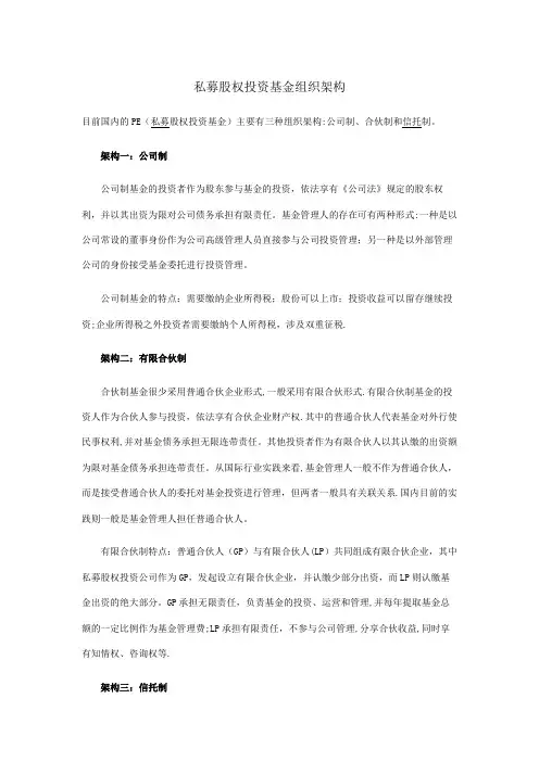 私募股权基金组织结构