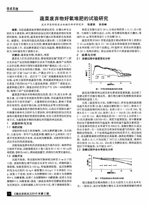 蔬菜废弃物好氧堆肥的试验研究