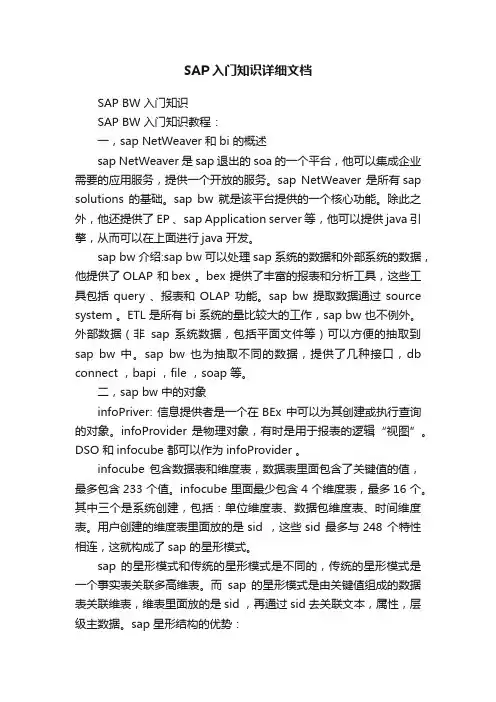 SAP入门知识详细文档