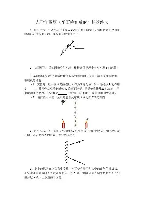 2020中考物理练习——光学(作图题)精选练习