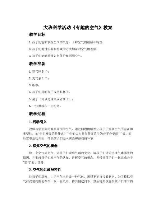 大班科学活动《有趣的空气》教案
