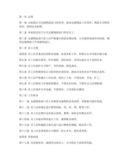 仓储物流员工管理制度