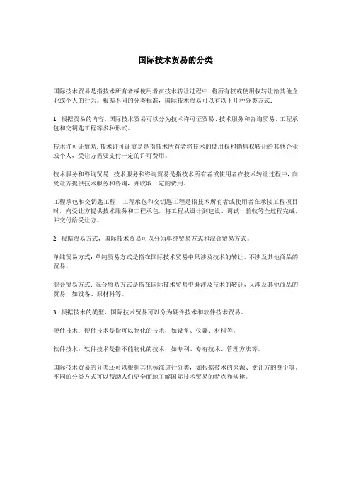 国际技术贸易的分类
